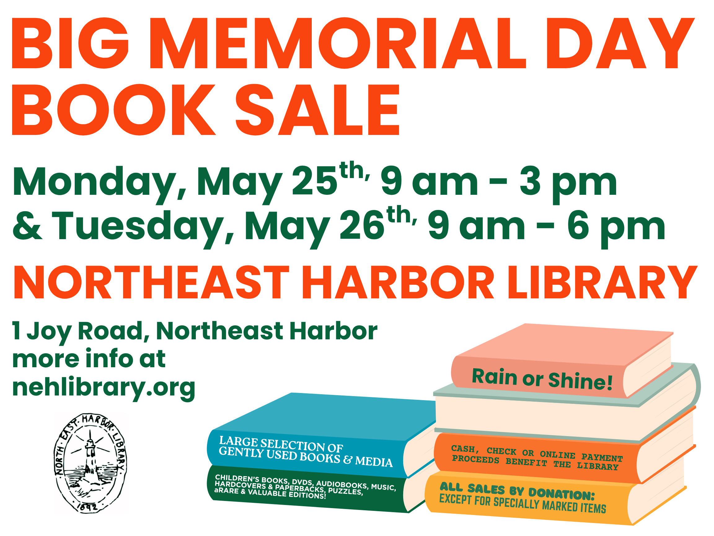 Big Memorial Day Booksale at the Northeast Harbor Library!