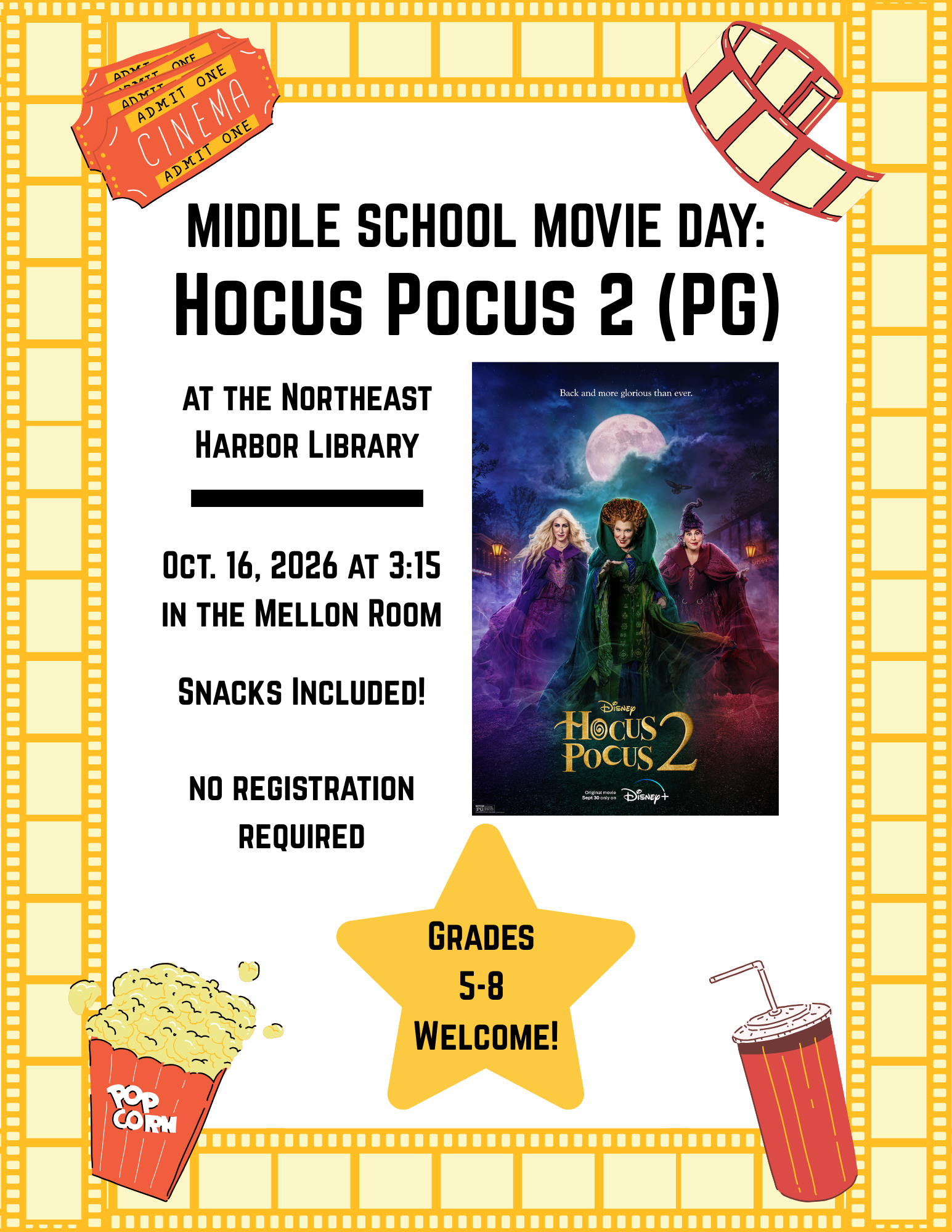Middle School Movie Day- Hocus Pocus 2